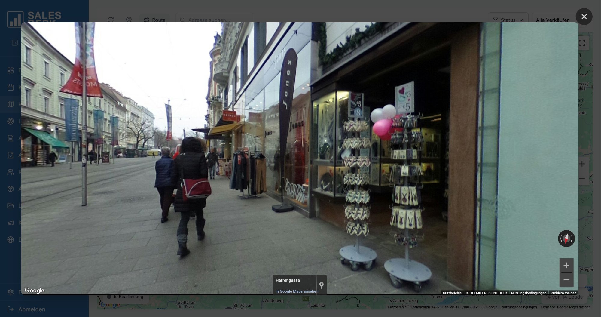 SalesDesk Street View Integration – Straßenansicht eines Lead-Standorts direkt in der Kartenansicht ohne Anwendungswechsel